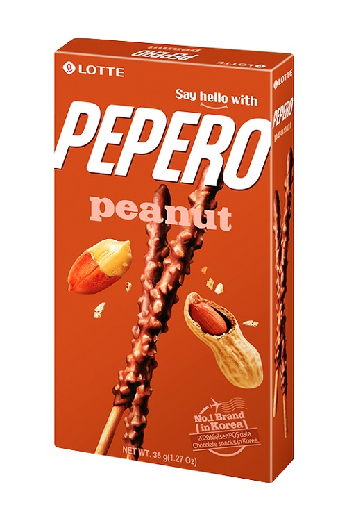 Snack dolce Pepero al cioccolato con arachidi - Lotte 36g.